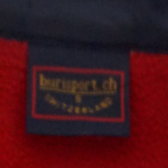 Vintage '90s Burisport.Ch Switzerland Red Navy Fleece Hiking Zip Up Sweater S - Picture 4 of 10